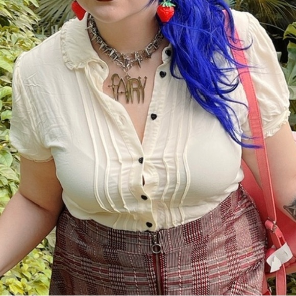 Button Up Collared Hot Topic Blouse - Picture 4 of 6